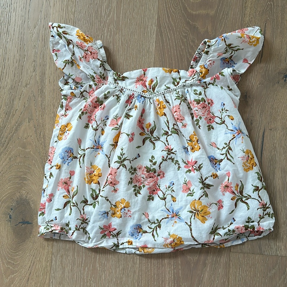 Janie and Jack FLORAL FLUTTER SLEEVE TOP